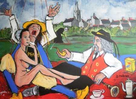 LA PIPE (petit d&eacute;jeuner sur l'herbe &agrave; Pont-Croix) (130 cm / 97 cm)  2012